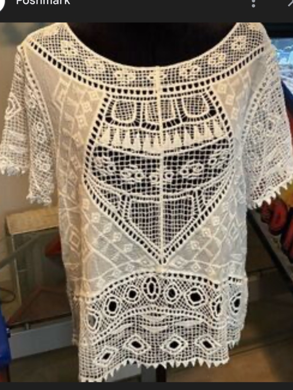 NWT Cato sz 26/28 (4x) Crochet Lace Boho Blouse in White/Cream
